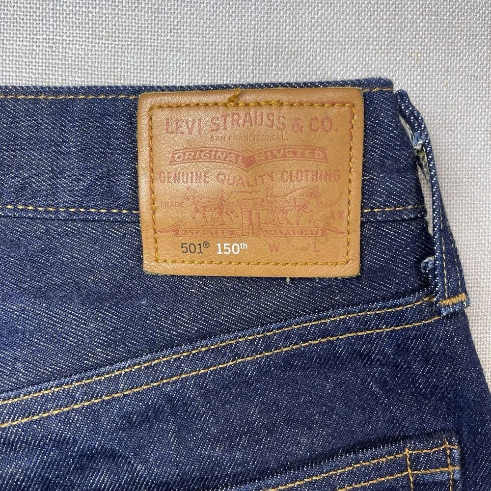 Levis 501 Jeans Men 26x30 Raw Indigo Selvedge Denim 150th Anniversary Button Fly